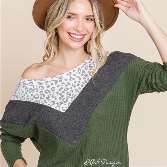 ❤️LAST! Leopard Waffle Knit Color Block Top! - Picture 5 of 5